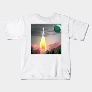 Rocket Taking Off Kids T-Shirt